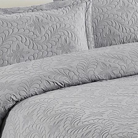 Reyo Home Lily Gri Microfiber Kapitone Çift Kişilik Yatak Örtüsü 23415