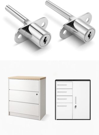 Canex Merkezi Çekmece Kilidi, Çubuksuz, Zamak Gövde, Krom Kaplama, Ofis, Ev, Mobilya, Dolap, Etajer Güvenlik Kilidi, Yedek Anahtarlı (16 mm)