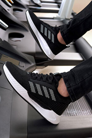 Erkek Sneaker Ayakkabı Boost Desenli Ortopedik Fileli Triko Hafif Taban Sneaker Günlük Yürüyüş Spor Ayakkabı