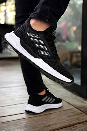 Erkek Sneaker Ayakkabı Boost Desenli Ortopedik Fileli Triko Hafif Taban Sneaker Günlük Yürüyüş Spor Ayakkabı