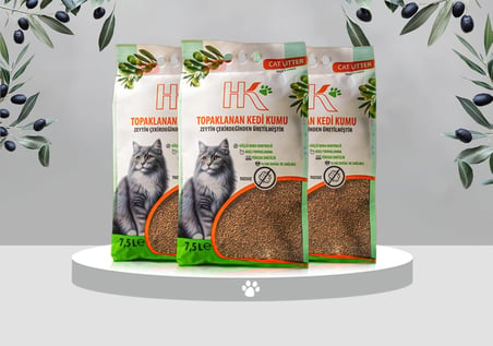 Zeytin Çekirdeğinden Üretilen Aktif Karbonlu%100 Doğal Kedi Kumu 7.5Lx3