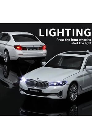 1:24 BMW 5 Serisi Diecast Model Araba Sesli Işıklı Açılan Kapılar BMW 530Lİ Diecast Model Araba