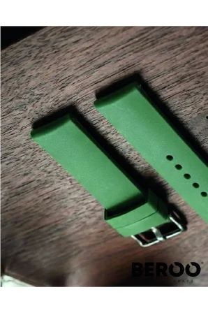 18mm Düz Premium Silikon Saat Kordonu – Yumuşak, Dayanıklı, Su Geçirmez - Haki