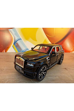1:24 Çek Bırak Işıklı ve Sesli Rolls Royce Diecast Model Araba Siyah