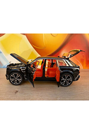 1:24 Çek Bırak Işıklı ve Sesli Rolls Royce Diecast Model Araba Siyah