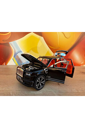 1:24 Çek Bırak Işıklı ve Sesli Rolls Royce Diecast Model Araba Siyah