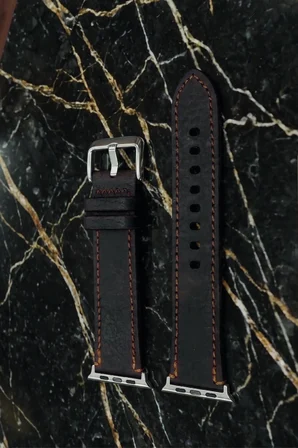 Hakiki Deri Premium Apple Watch Kordonu 38/40/41/44/45mm Uyumlu – Lüks Seri - Koyu Kahverengi