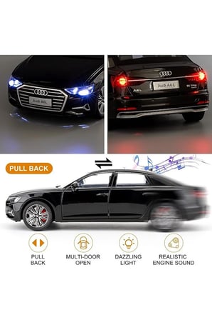 1:24 Audi A6 L Diecast Model Araba Sesli Işıklı Makam Arabası Audi A6 Long Araba Komple Metal
