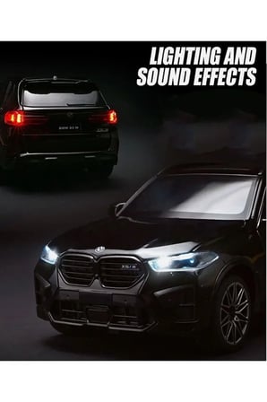 BMW X5 M Competition Diecast Model Araba 1:24 Ölçek Sesli Işıklı BMW X5 M Competition Jip Model Araba GRİ