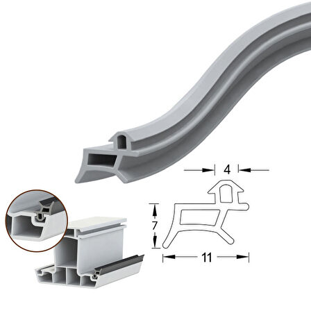 Pimapen Pvc Kapı Pencere Fitili Contası 70 Metre Gri