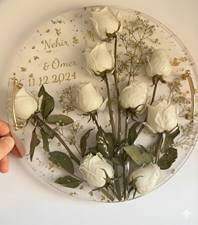 Kişiye Özel Epoksi Söz ve Nişan Tepsisi – İsimli, El Yapımı, Şık Sunum Tepsisi