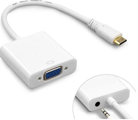 Mini Hdmi To Vga Ses Destekli Çevirici Dönüştürücü Adaptör