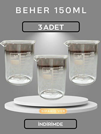 3 ADET CAM BEHER 150 ML