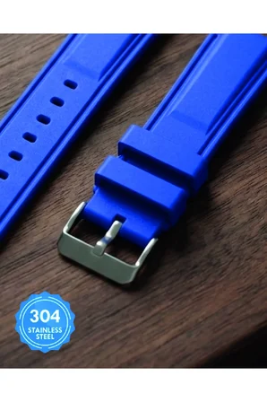 24mm Bombeli Premium Silikon Saat Kordonu | Yumuşak Kauçuk Spor & Klasik Uyumlu Kayış - Lacivert