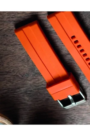 20mm Şeritli Ralli Model Premium Silikon Akıllı Saat Kordonu – Pimli (Quick Release) Sportif Tasarım – Şerit Detaylı Dayanıklı Saat Kordonu - Turuncu