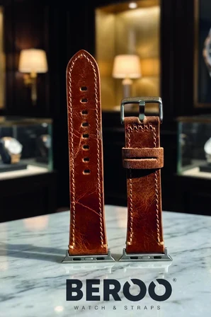 Hakiki Deri Premium Apple Watch Kordonu 38/40/41/44/45mm Uyumlu – Lüks Seri - Kahverengi