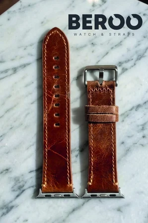 Hakiki Deri Premium Apple Watch Kordonu 38/40/41/44/45mm Uyumlu – Lüks Seri - Kahverengi
