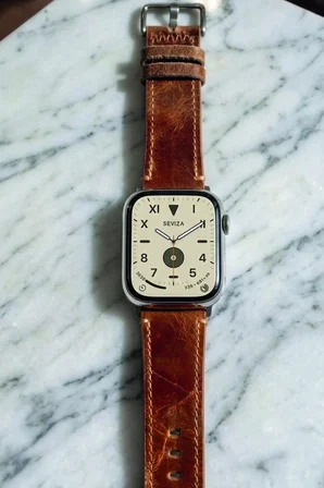 Hakiki Deri Premium Apple Watch Kordonu 38/40/41/44/45mm Uyumlu – Lüks Seri - Kahverengi