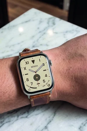 Hakiki Deri Premium Apple Watch Kordonu 38/40/41/44/45mm Uyumlu – Lüks Seri - Kahverengi