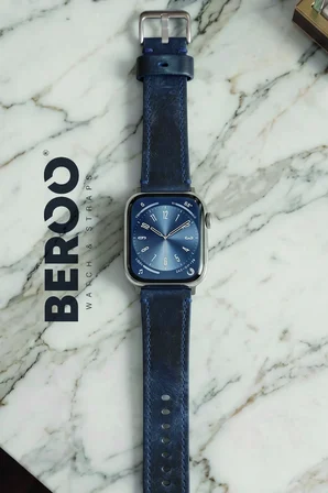 Hakiki Deri Premium Apple Watch Kordonu 38/40/41/44/45mm Uyumlu – Lüks Seri - Lacivert