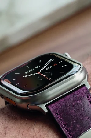 Hakiki Deri Premium Apple Watch Kordonu 38/40/41/44/45mm Uyumlu – Lüks Seri - Bordo