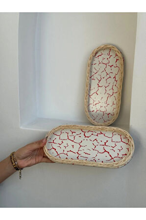 Kırmızı Desenli Tabanlıklı Düzenleyici/ Organizer/ Tepsi