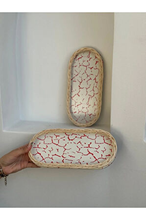 Kırmızı Desenli Tabanlıklı Düzenleyici/ Organizer/ Tepsi