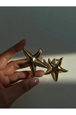 DENİZ YILDIZI FİGÜRLÜ ALTIN KAPLAMA KÜPE