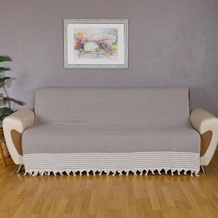 Buldan İşi Kaymaz Pamuklu Koltuk Örtüsü 170x210 Cm Koltuk Şalı Çekyat Kanepe Örtüsü - Kahve 