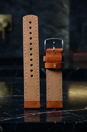 Premium 22mm Hakiki Deri Saat Kordonu Klasik Saat Kayışı Yumuşak Deri Dayanıklı Toka - TABA