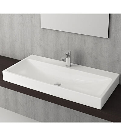 Scala Tezgah Üstü Lavabo 100 cm Parlak Beyaz 1079-001-0126