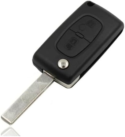 AutoHan Keys Peugeot 207 307 308 Partner Citroen C3 C4 C5 için 2 Butonlu Anahtar Kumanda Kabı, Siyah, Pil Yuvasız