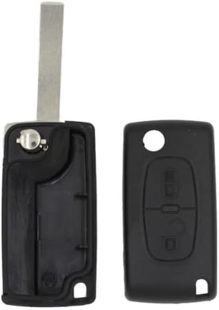 AutoHan Keys Peugeot 207 307 308 Partner Citroen C3 C4 C5 için 2 Butonlu Anahtar Kumanda Kabı, Siyah, Pil Yuvasız
