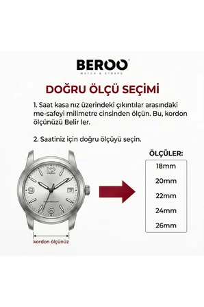 12mm Diamond Model Premium Hakiki Deri Saat Kordonu | Sade Minimal Tasarım Klasik Saat Kayışı | Paslanmaz Çelik Tokalı
