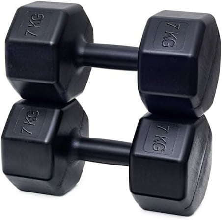 Dambıl Seti, 2 x 7 Kg, Plastik, Siyah, Spor ve Egzersiz İçin, Ağırlık Antrenmanı