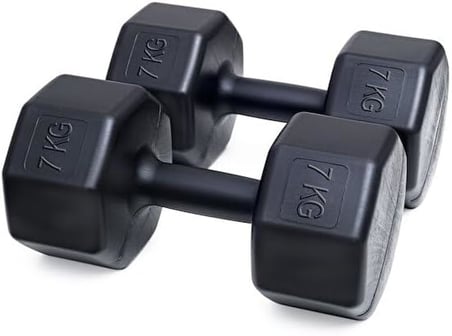 Dambıl Seti, 2 x 7 Kg, Plastik, Siyah, Spor ve Egzersiz İçin, Ağırlık Antrenmanı