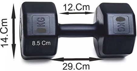 Dambıl Seti, 2 x 7 Kg, Plastik, Siyah, Spor ve Egzersiz İçin, Ağırlık Antrenmanı