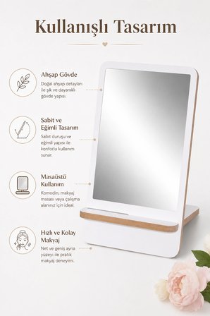 Masa Makyaj Aynası Beyaz