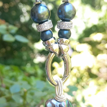 2342 Doğal barok siyah İnci el yapımı kolye