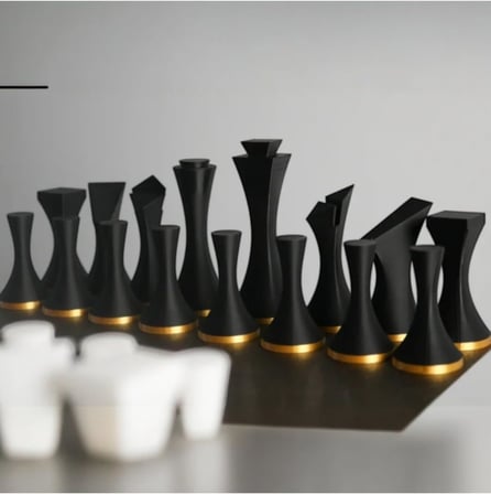 hivhestın Modern Minimalist Tasarım Satranç Taşları Seti | 3D Baskı | PLA Malzeme | Tam İki Takım