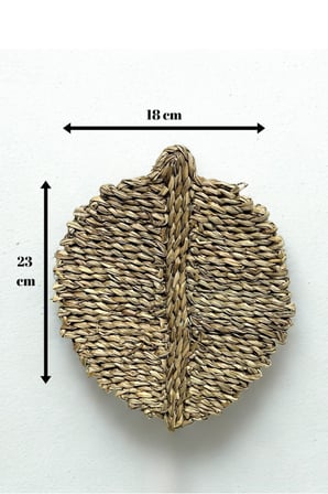 El Yapımı Saz Yaprağı Duvar Aksesuarı Bambu Dekorasyon Natürel Bohem Small
