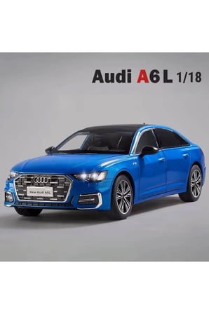 1:18 Ölçek Audi A6 L Diecast Model Araba Sesli Işıklı Makam Arabası Audi A6 Long Mavi