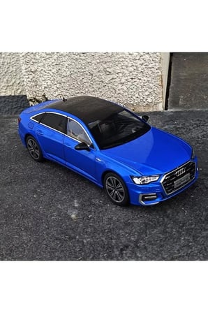 1:18 Ölçek Audi A6 L Diecast Model Araba Sesli Işıklı Makam Arabası Audi A6 Long Mavi