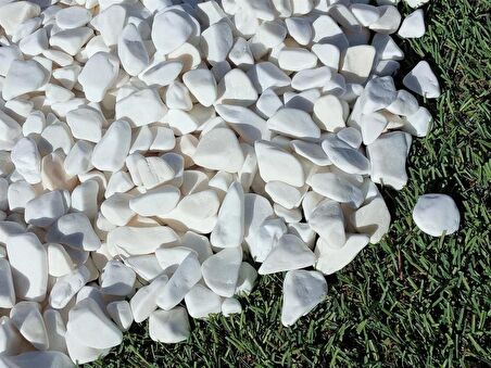 Mezar Taşı 1 Kg 1-2 Cm Beyaz Dolomit Taş Dere Çakıl Taşı Bahçe Süs Taşı Mezar Süsleme Taşı