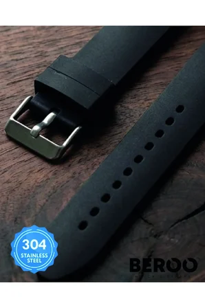 22mm Premium Düz Silikon Saat Kordonu – Ultra Dayanıklı, Esnek ve Su Geçirmez - Siyah