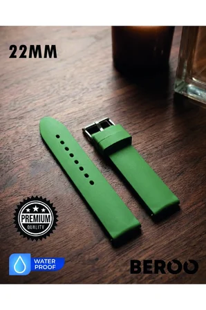 22mm Premium Düz Silikon Saat Kordonu – Ultra Dayanıklı, Esnek ve Su Geçirmez - Haki