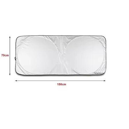 CARUB Güneşlik Miflonlu Ön Arka Katlanır 150x70cm - Araç Güneş Koruyucu