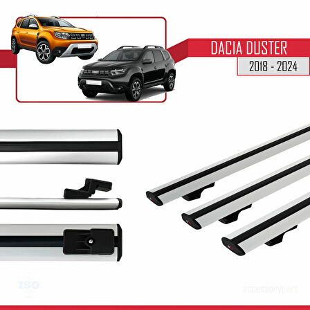 Dacia Duster 2 (HM) 2018-2024 Arası ile Uyumlu BASIC Model Ara Atkı Tavan Barı Gri 3 Adet