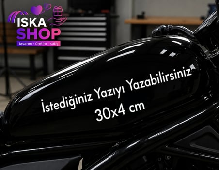 Kişiye Özel Yazı Sticker 30x4 Cm motosiklet deposu araba arkası yazısı oto cam yazısı