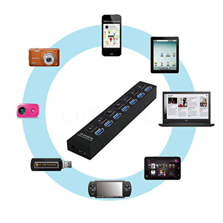  7 Port Usb 3.0 Hub Çoklayıcı Çoğaltıcı Switch